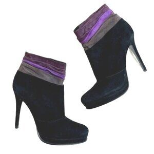 Diane Von Furstenberg Suede Stiletto Platform Ankle Booties 5.5 Boot Y2K Baddie